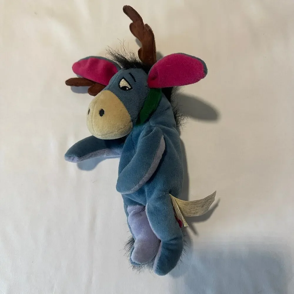 Disney Store Winnie The Pooh Mini Bean Bag Reindeer Eeyore Christmas Plush 9